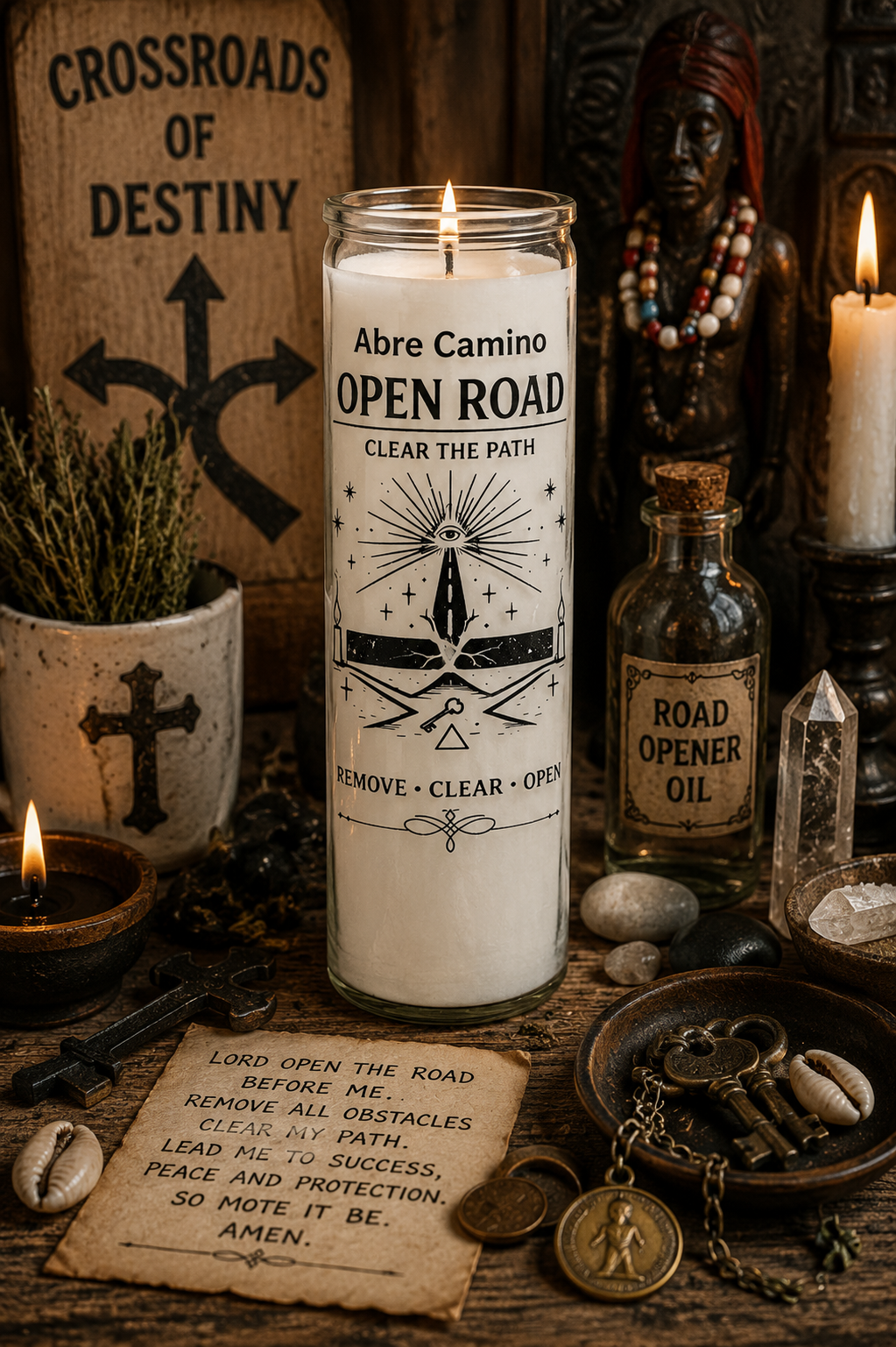 Road Opener Hoodoo Devotional Candle