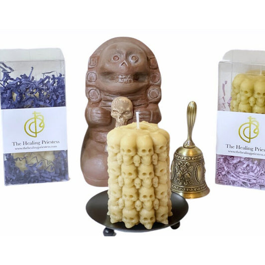 Heap of Skulls Pillar Organic Beeswax Candle