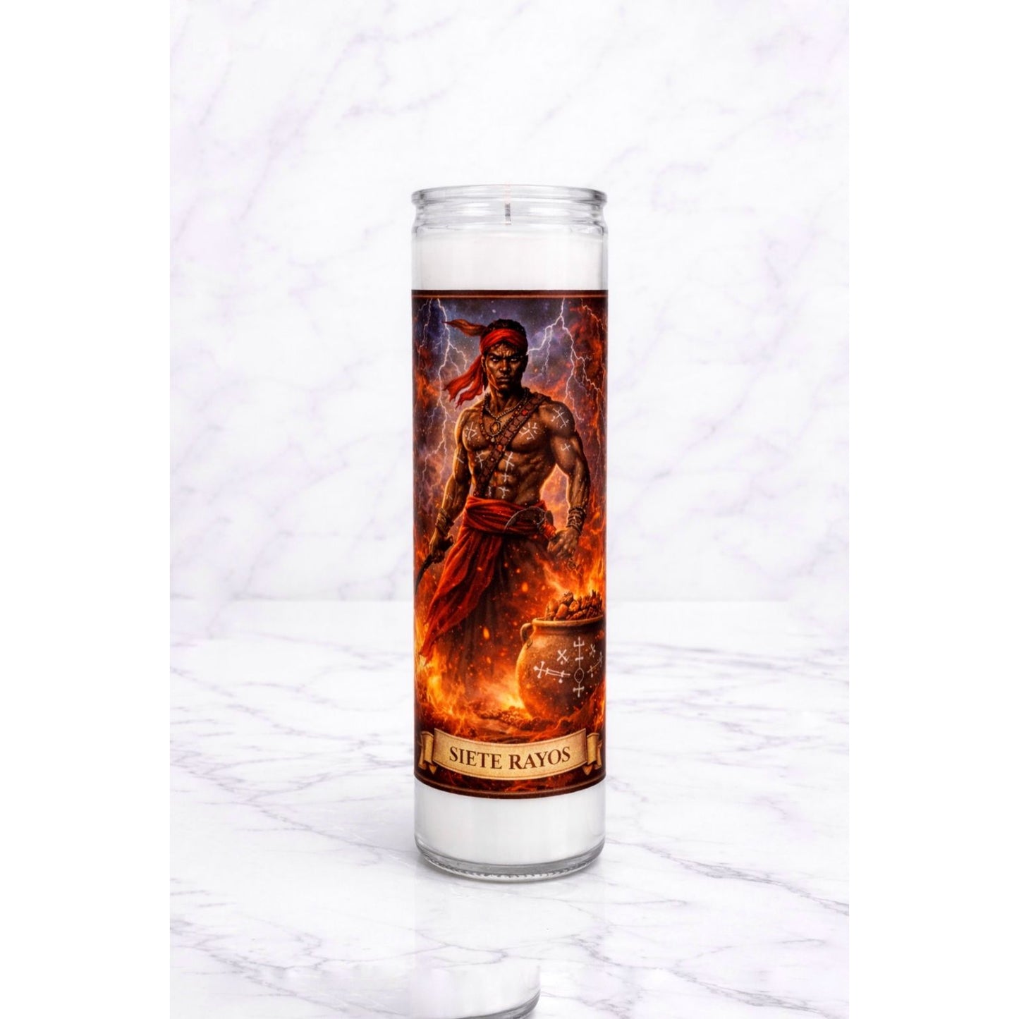 Siete Rayos  Palo Mayombe Devotional Candle