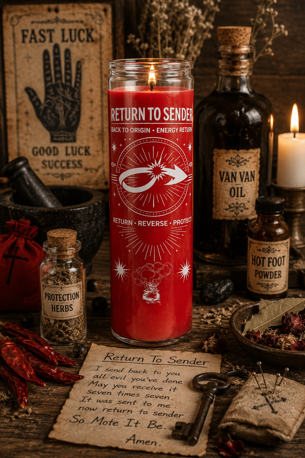 Return to Sender Hoodoo Devotional Candle