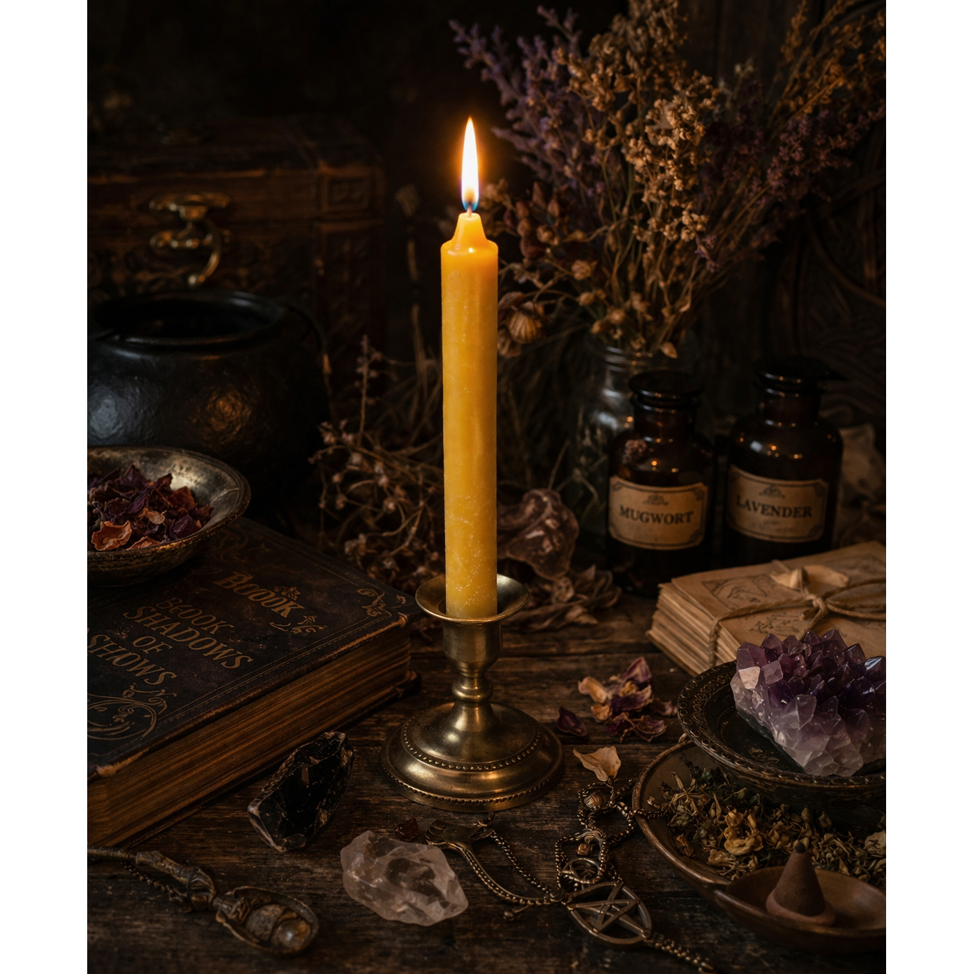 Pure Beeswax Ritual Candle – Hand Poured