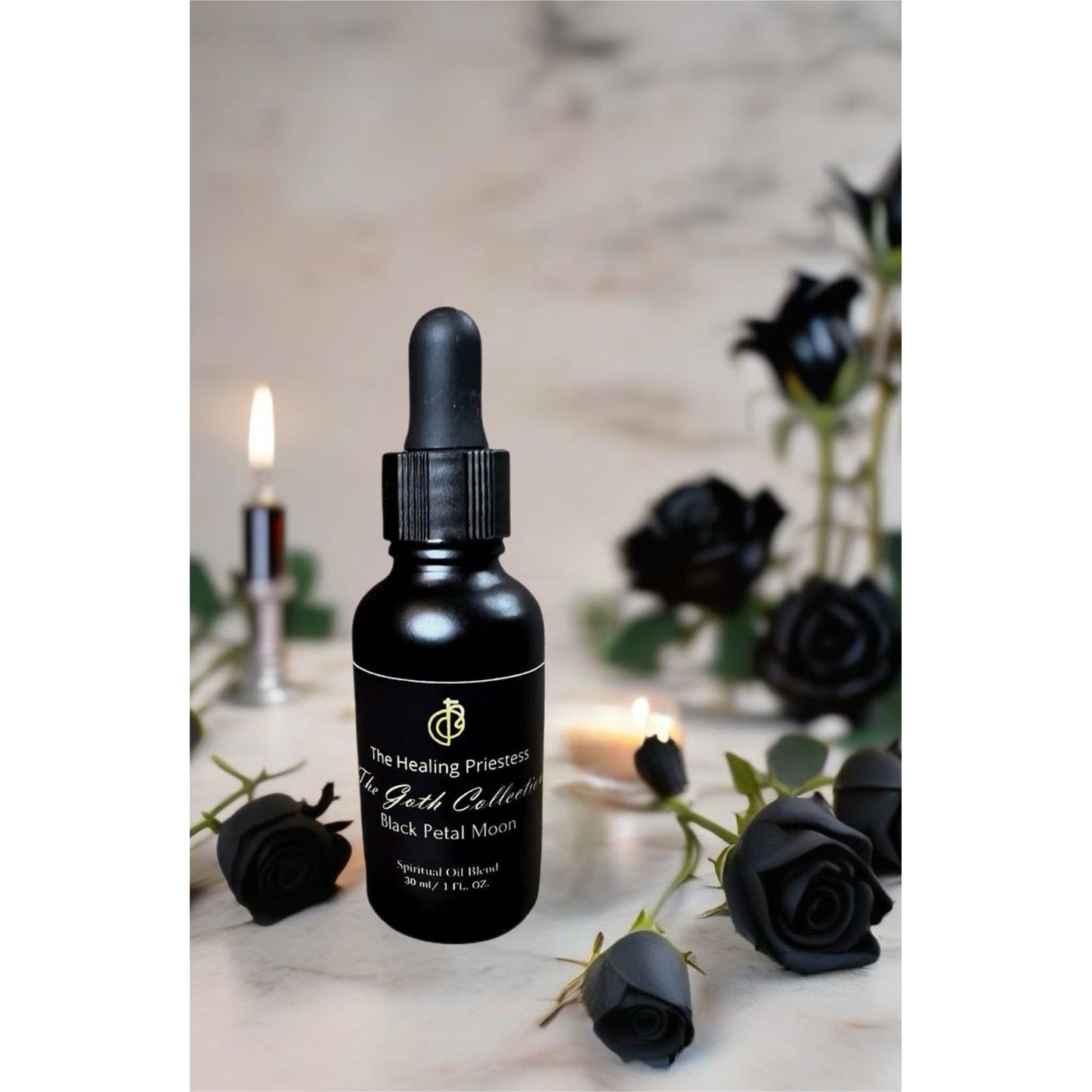 Mezcla de aceites espirituales Black Petal Moon de la colección Goth