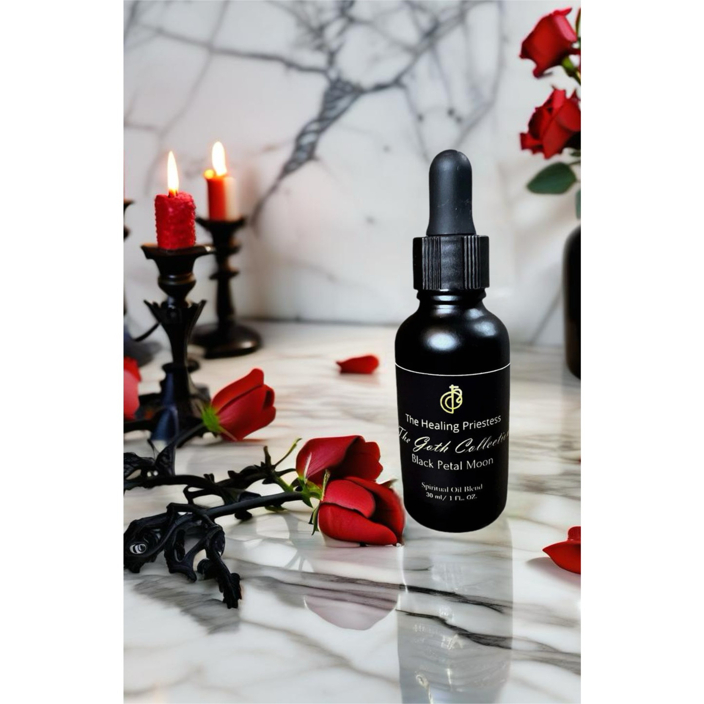 Mezcla de aceites espirituales Black Petal Moon de la colección Goth