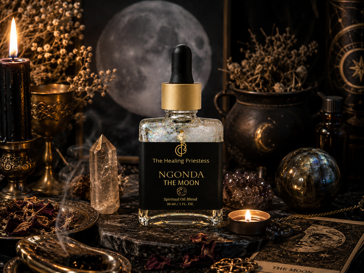 Aceite Ngonda 'Luna' ritualizado, bendecido y ciclado durante 365 días