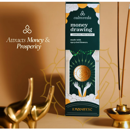 Calmveda Incense & Aromatherapy - CALMVEDA Attract Money Incense Sticks - for Manifestating Abundance (80+ Sticks) with Aventurine Crystal Keychain for Unlocking Wealth | Spicy Aroma of Cinnamon Incense & Clove