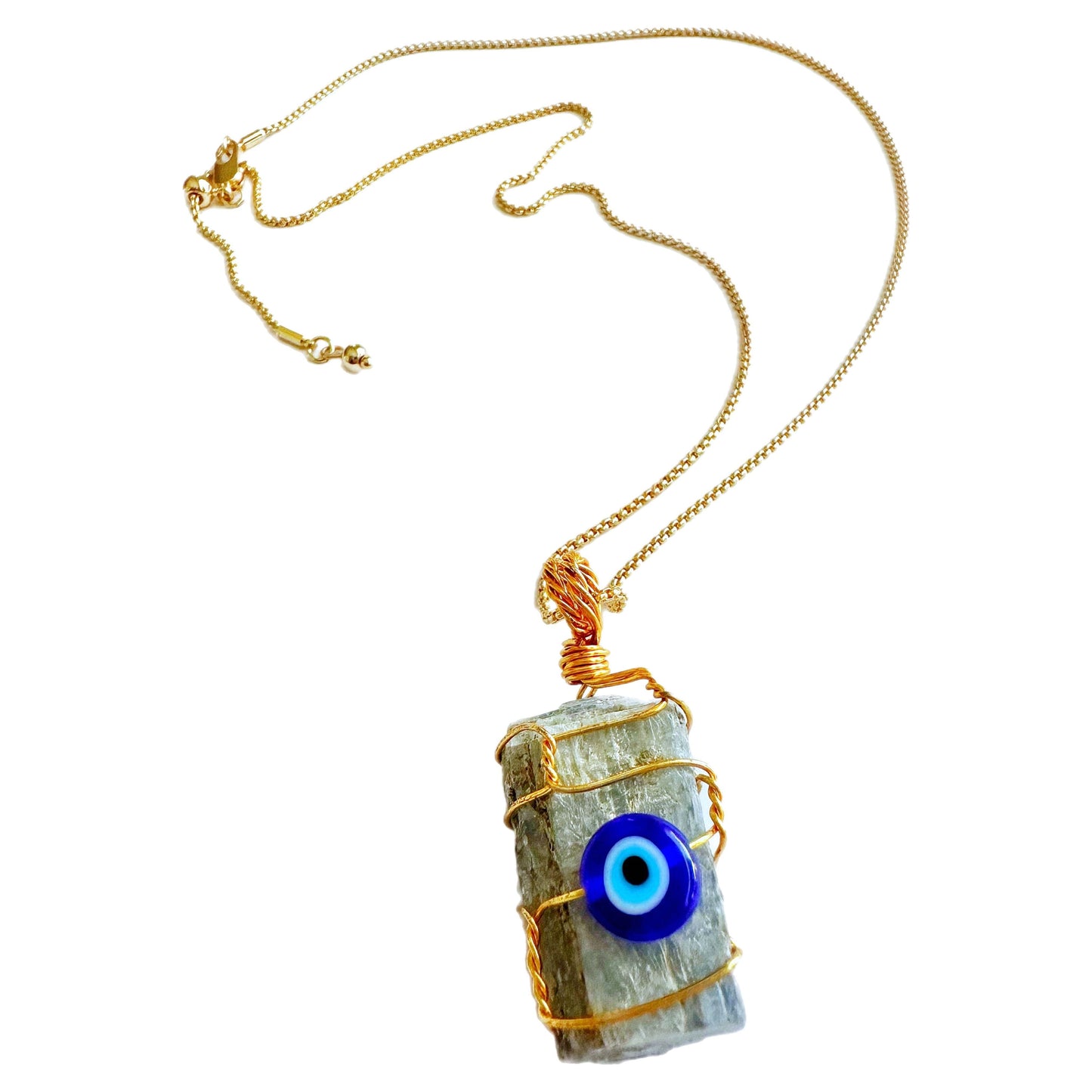 Blue Calcite & Evil Eye Wrap Pendant | Ritualized