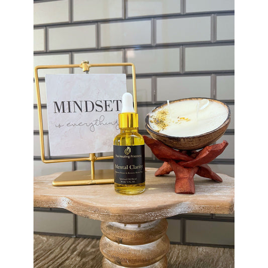Mental Clarity Candle in Coconut Shell Stand included